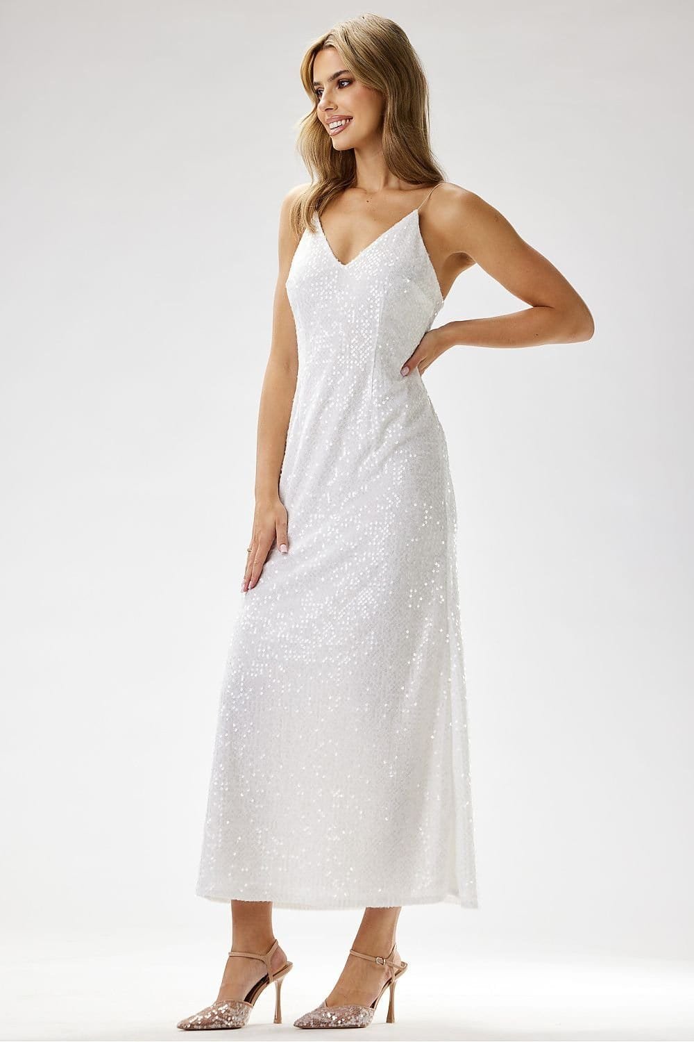 Robe De Soiree Paillette Chic Longue Bretelles 12