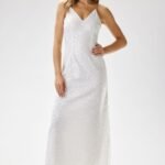 Robe De Soiree Paillette Chic Longue Bretelles Blanc S