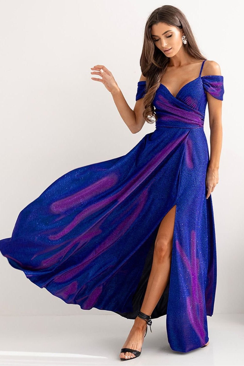 Robe De Soiree Paillette Longue Fendue Multicouleur 32