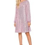 Robe De Soiree Paillettee Rose Manches Longues