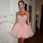 Robe De Soiree Rose Courte Jupe Ballerine