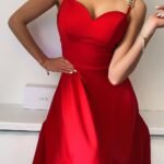 Robe De Soiree Rouge Satinee Chic