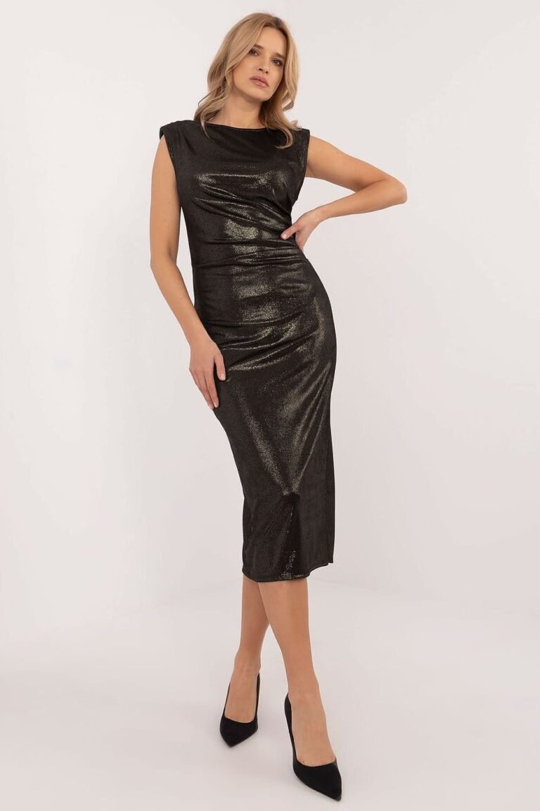 Robe De Soiree Sans Manches Midi Droite Noir Taille Unique