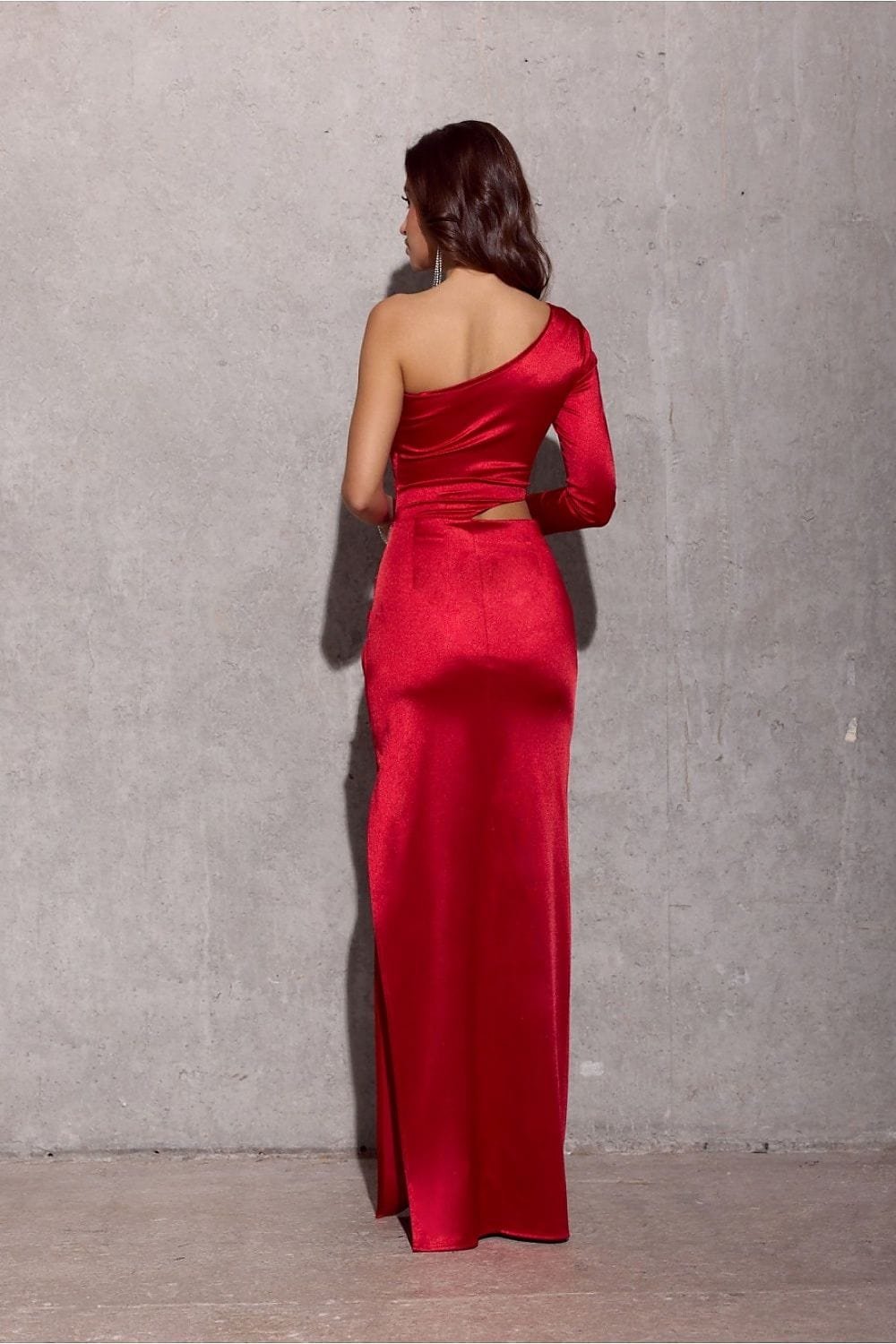 Robe De Soiree Satinee Chic Une Manche Longue 11