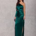 Robe De Soiree Satinee Chic Une Manche Longue 6