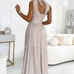 Robe De Soiree Sequin Chic Longue Beige