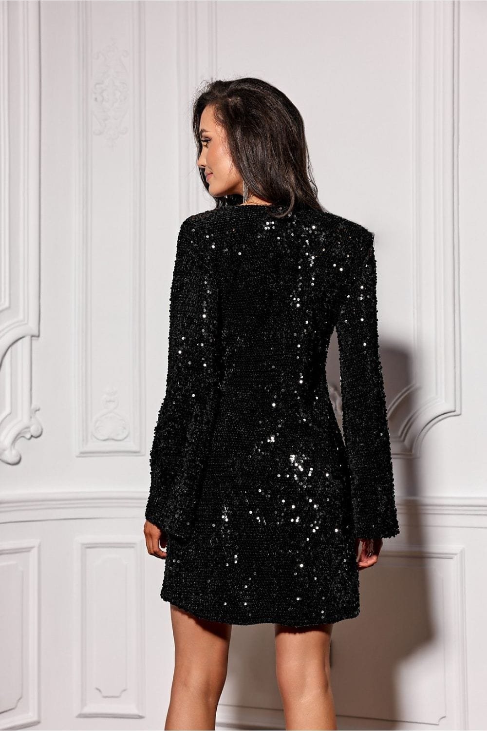 Robe De Soiree Sequin Courte Manches Longues 5