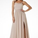 Robe De Soiree Sequin Longue Fendue Beige S