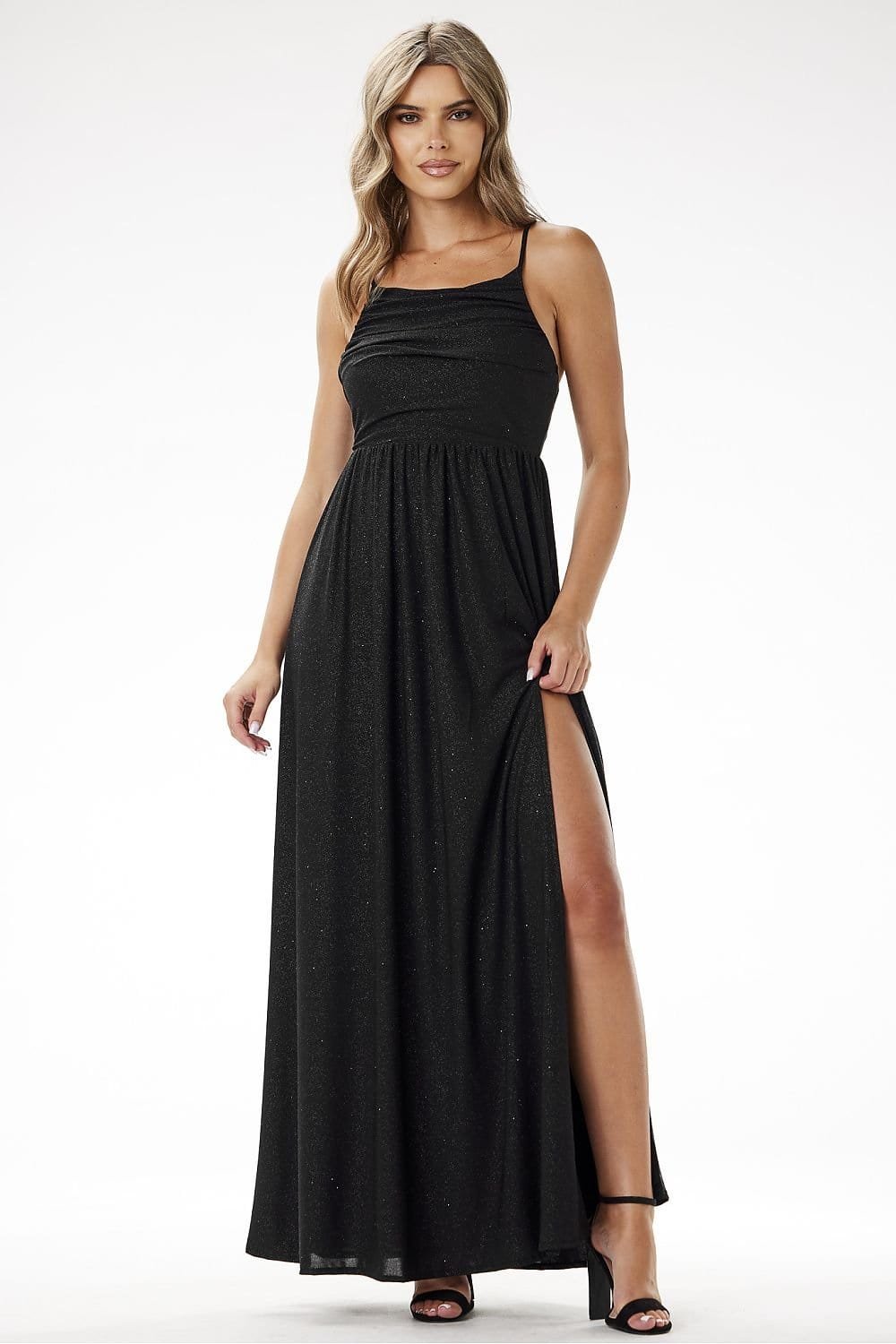 Robe De Soiree Sequin Longue Fendue Noir S