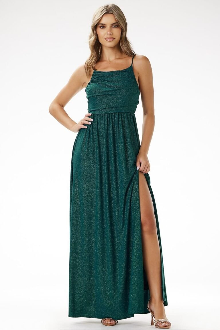 Robe De Soiree Sequin Longue Fendue Vert S