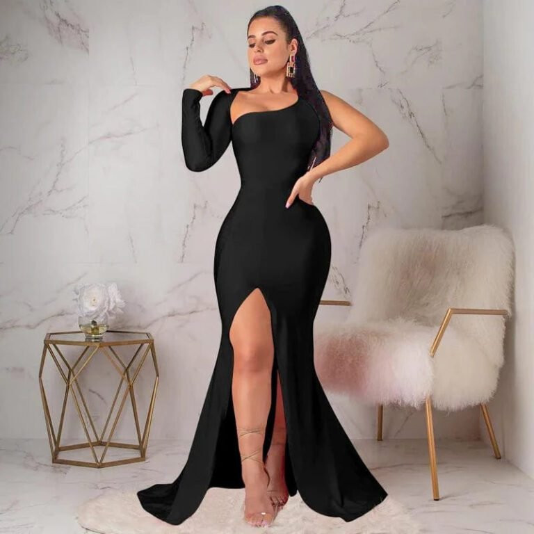 Robe De Soiree Sexy Fendue Moulante Noir S