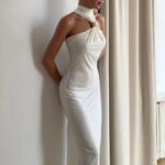 Robe De Soiree Sexy Longue Epaules Denudees Blanc S