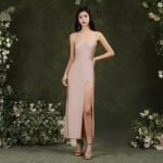 Robe De Soiree Sexy Longue Fendue Beige Beige 36
