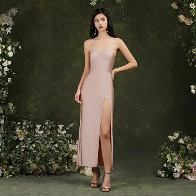 Robe De Soiree Sexy Longue Fendue Beige Beige 36