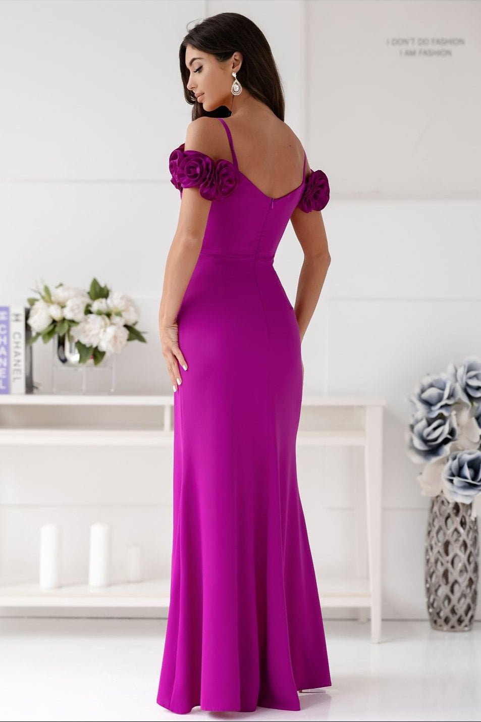 Robe De Soiree Violette Fendue Longue Chic