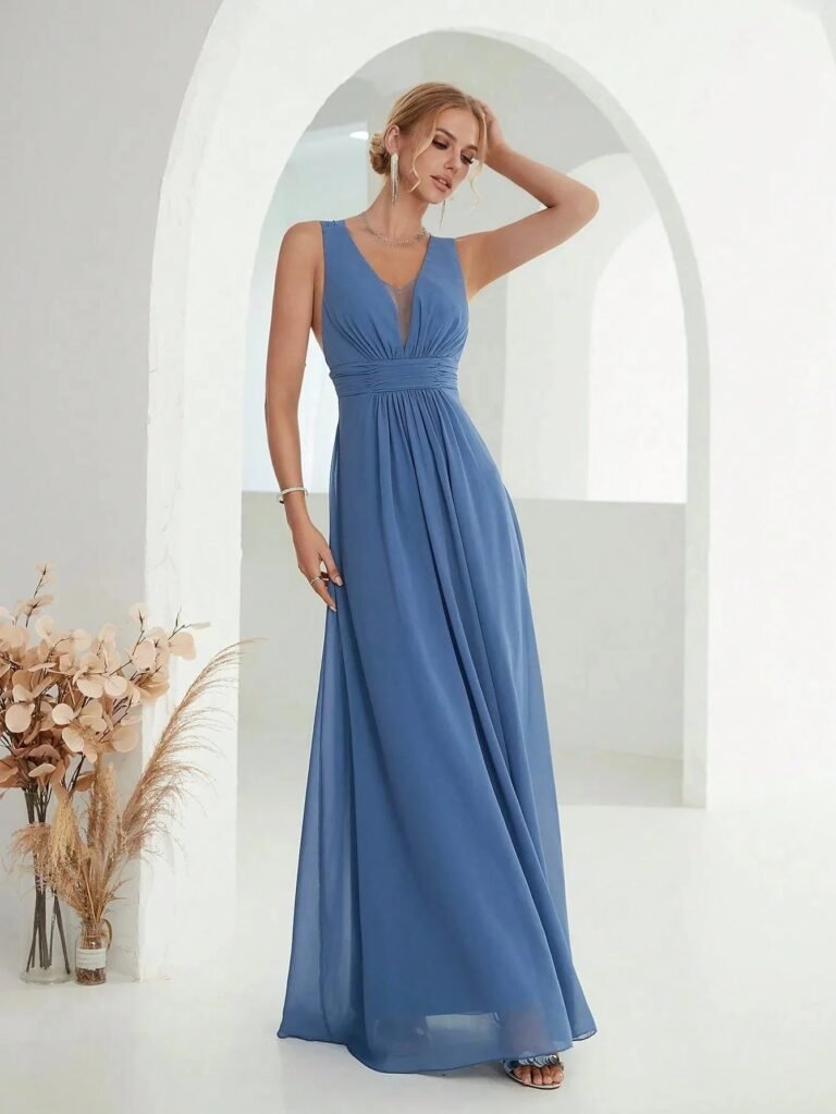 Robe Demoiselle Dhonneur Beige Creme Bleu S