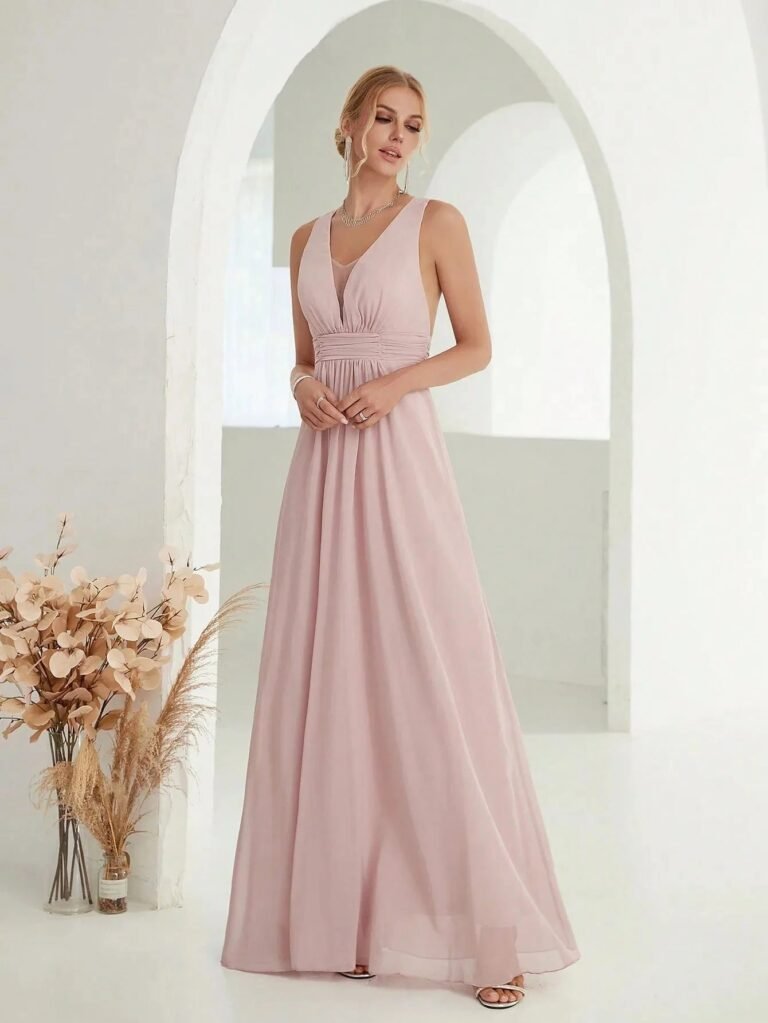 Robe Demoiselle Dhonneur Beige Creme Rose Pastel S