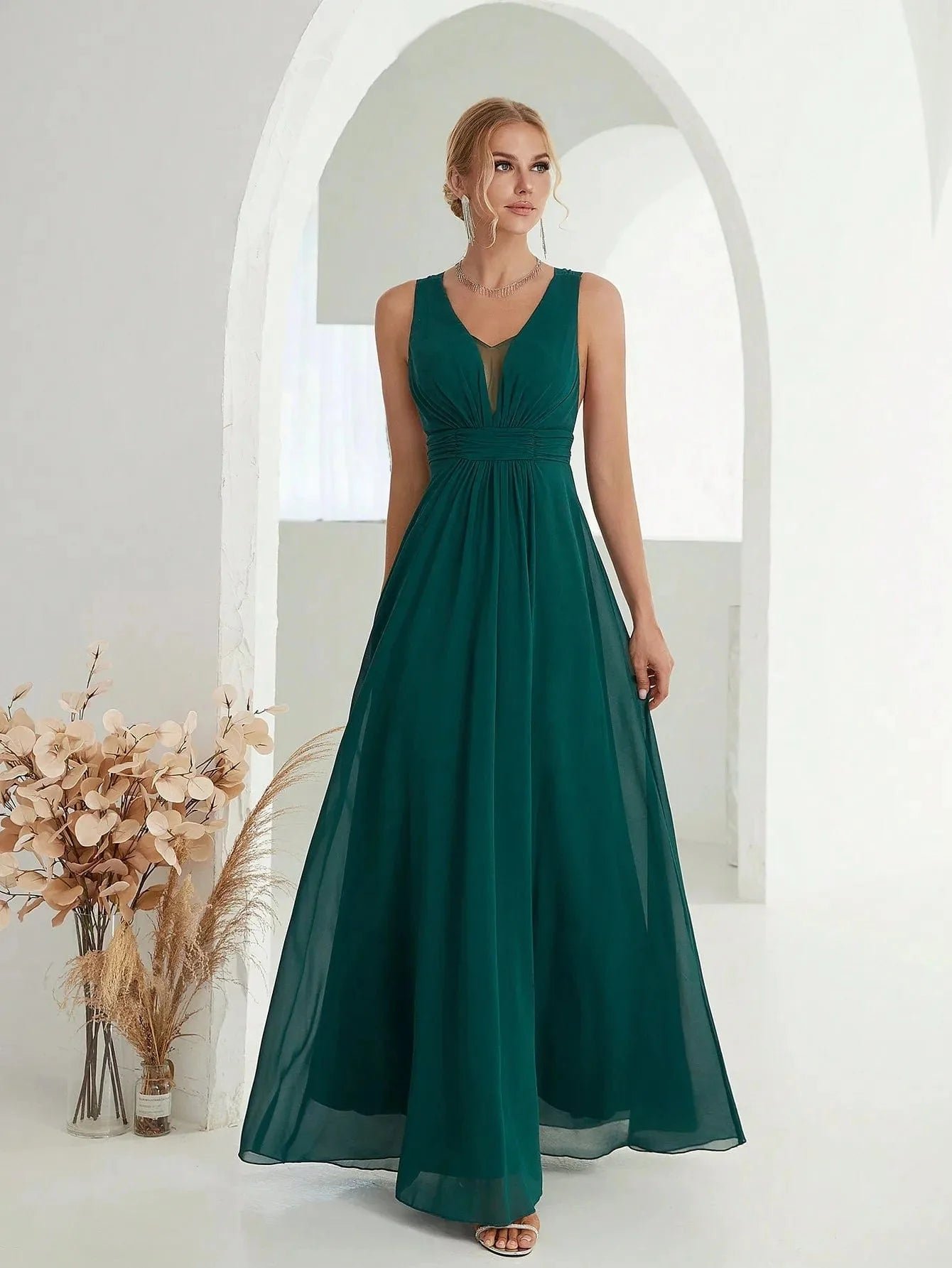 Robe Demoiselle Dhonneur Beige Creme Vert S