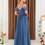 Robe Demoiselle Dhonneur Bleue Decolletee En Coeur 4