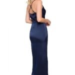 Robe Demoiselle Dhonneur Bleue Marine Longue Fendue