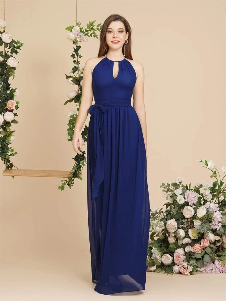 Robe Demoiselle Dhonneur Boheme Longue Bleu Marine 32