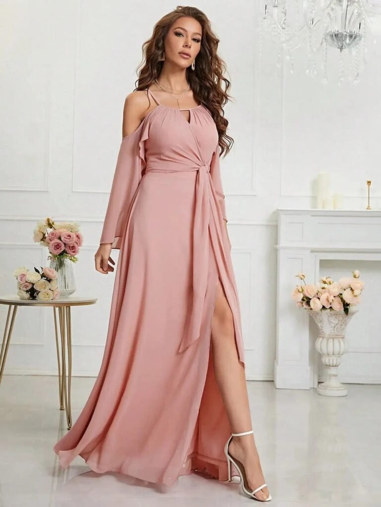 Robe Demoiselle Dhonneur Boheme Rose Poudre 2