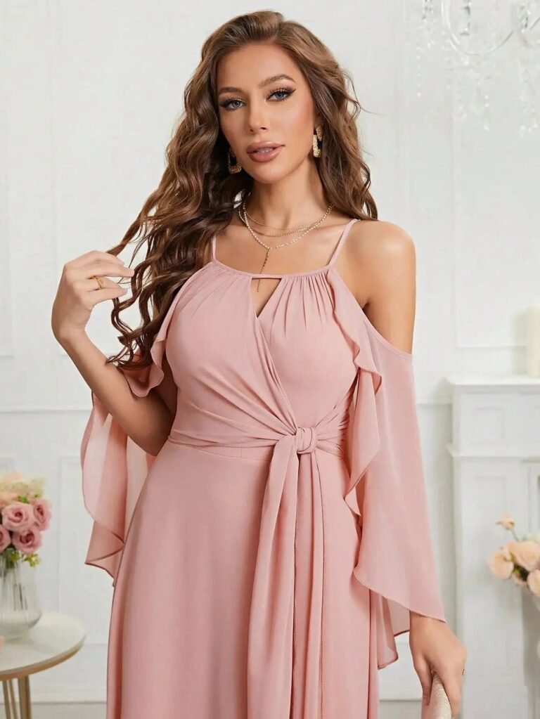 Robe Demoiselle Dhonneur Boheme Rose Poudre 3