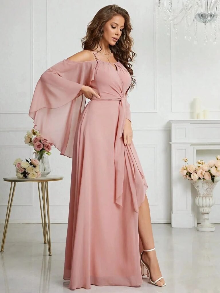 Robe Demoiselle Dhonneur Boheme Rose Poudre 4