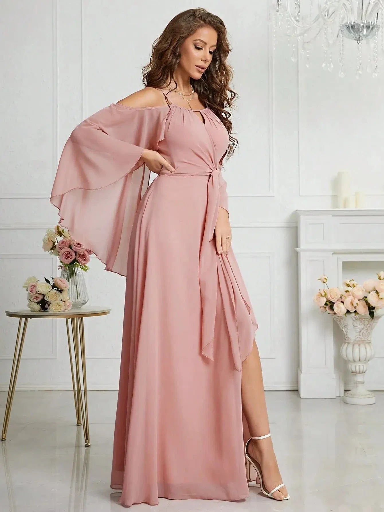 Robe Demoiselle Dhonneur Boheme Rose Poudre 4