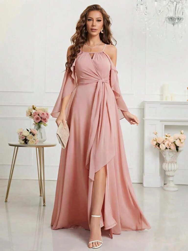 Robe Demoiselle Dhonneur Boheme Rose Poudre 5