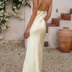 Robe Demoiselle Dhonneur Champagne Brettelles Spaghetti 3