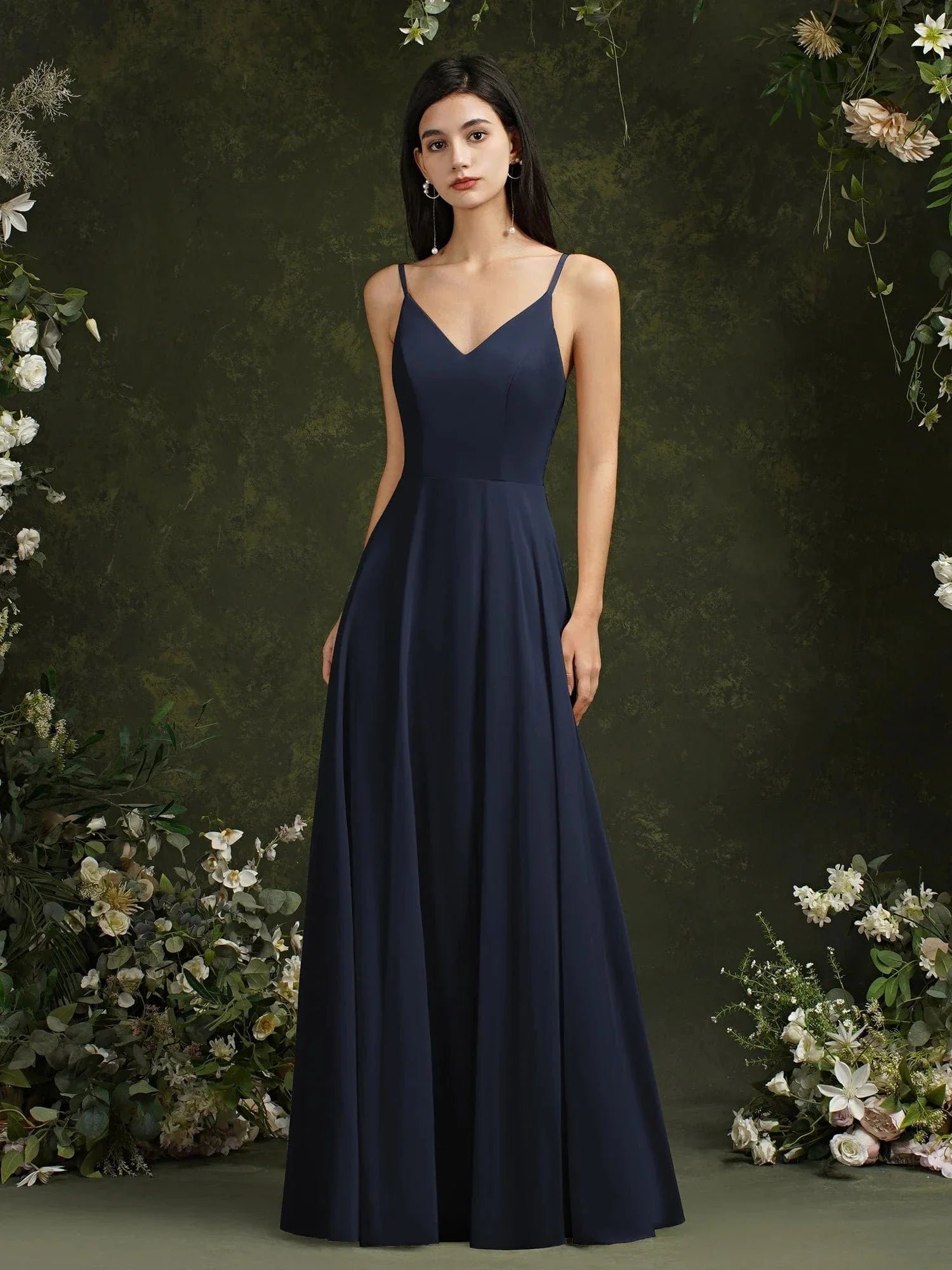 Robe Demoiselle Dhonneur Chic Dos Dentelle Bleu Marine 32