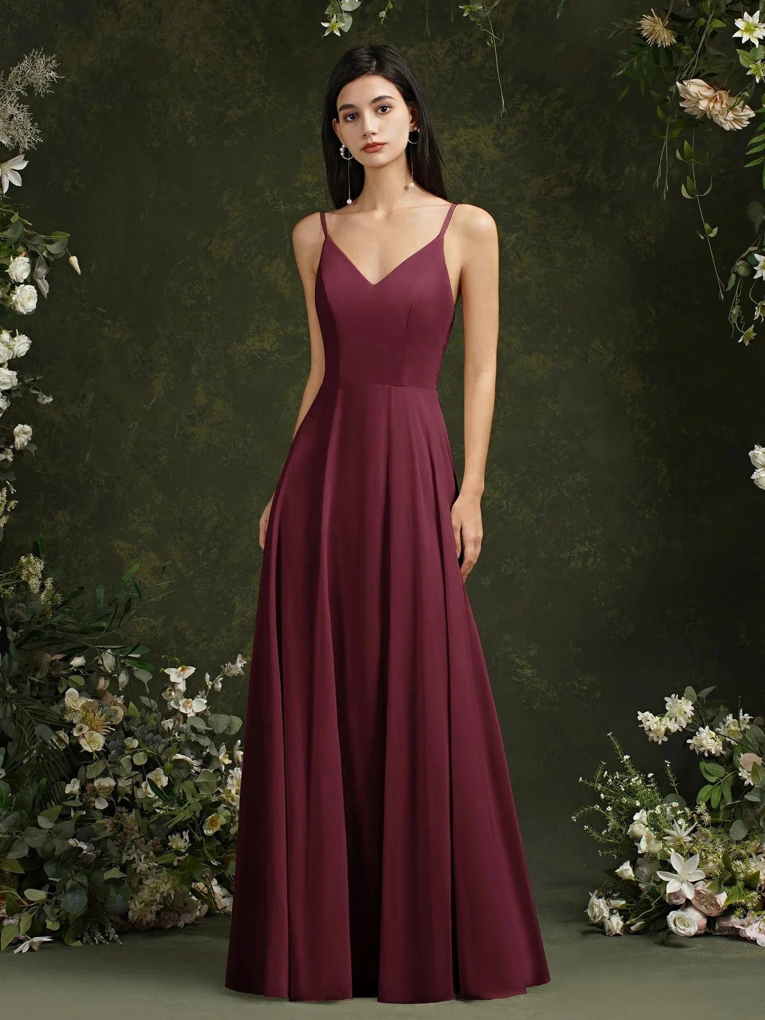 Robe Demoiselle Dhonneur Chic Dos Dentelle Bordeaux 32