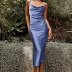Robe Demoiselle Dhonneur Chic Midi Bleu 32