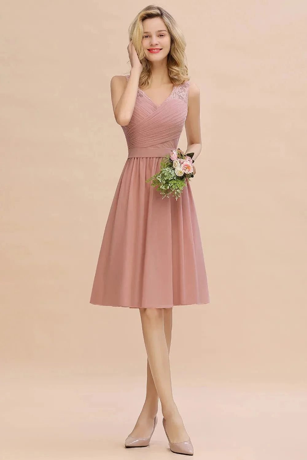 Robe Demoiselle Dhonneur Chic Rose Poudre 2