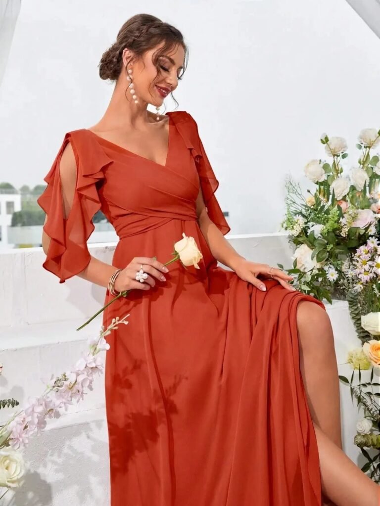 Robe Demoiselle Dhonneur Col En V 13