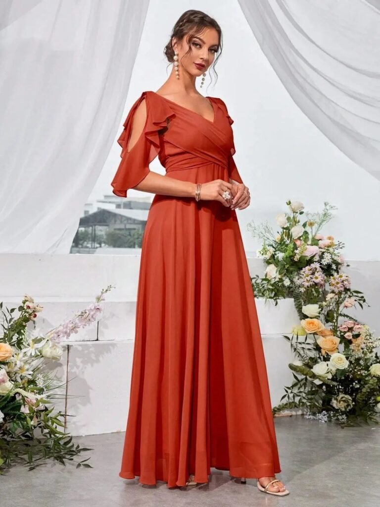 Robe Demoiselle Dhonneur Col En V 14