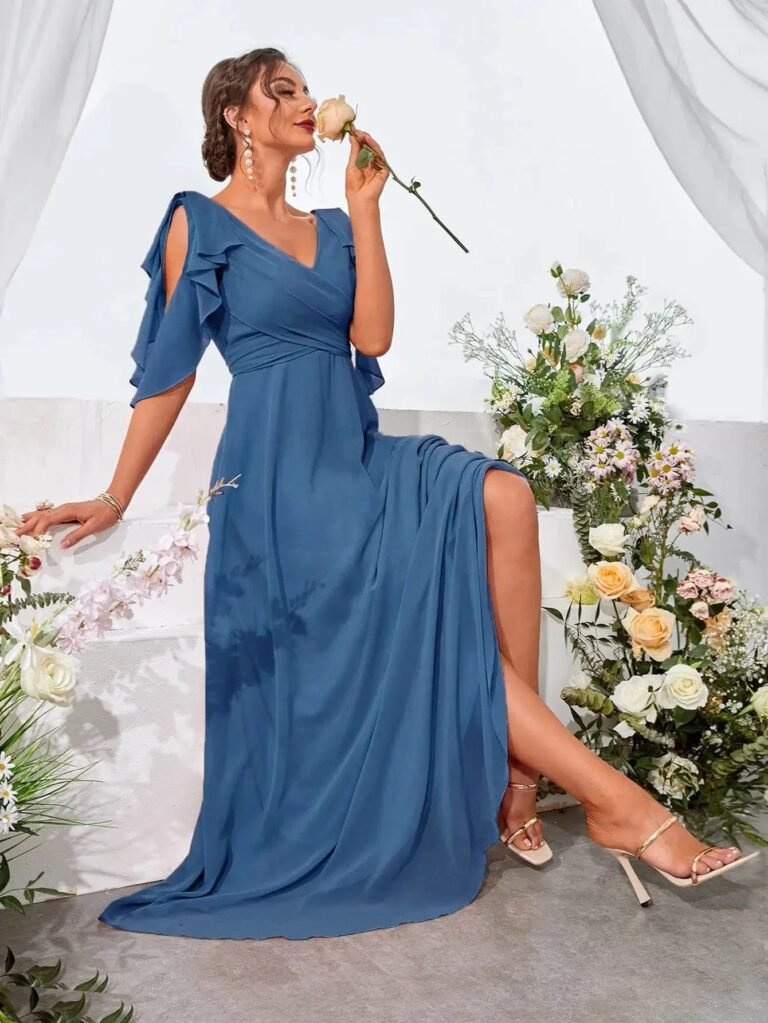 Robe Demoiselle Dhonneur Col En V 3