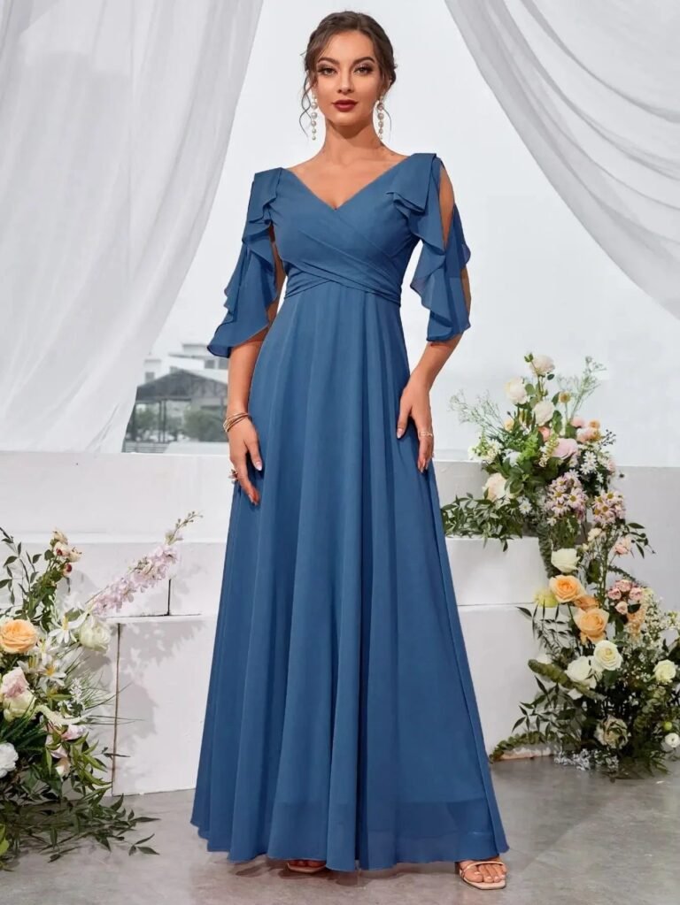 Robe Demoiselle Dhonneur Col En V 5