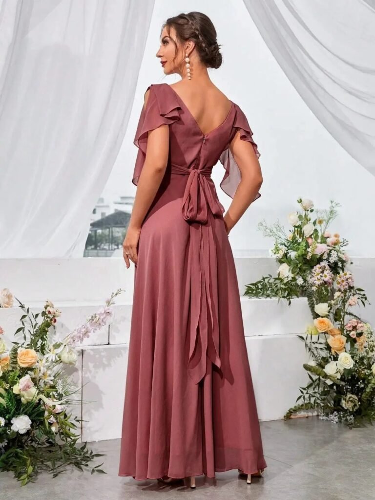 Robe Demoiselle Dhonneur Col En V 6