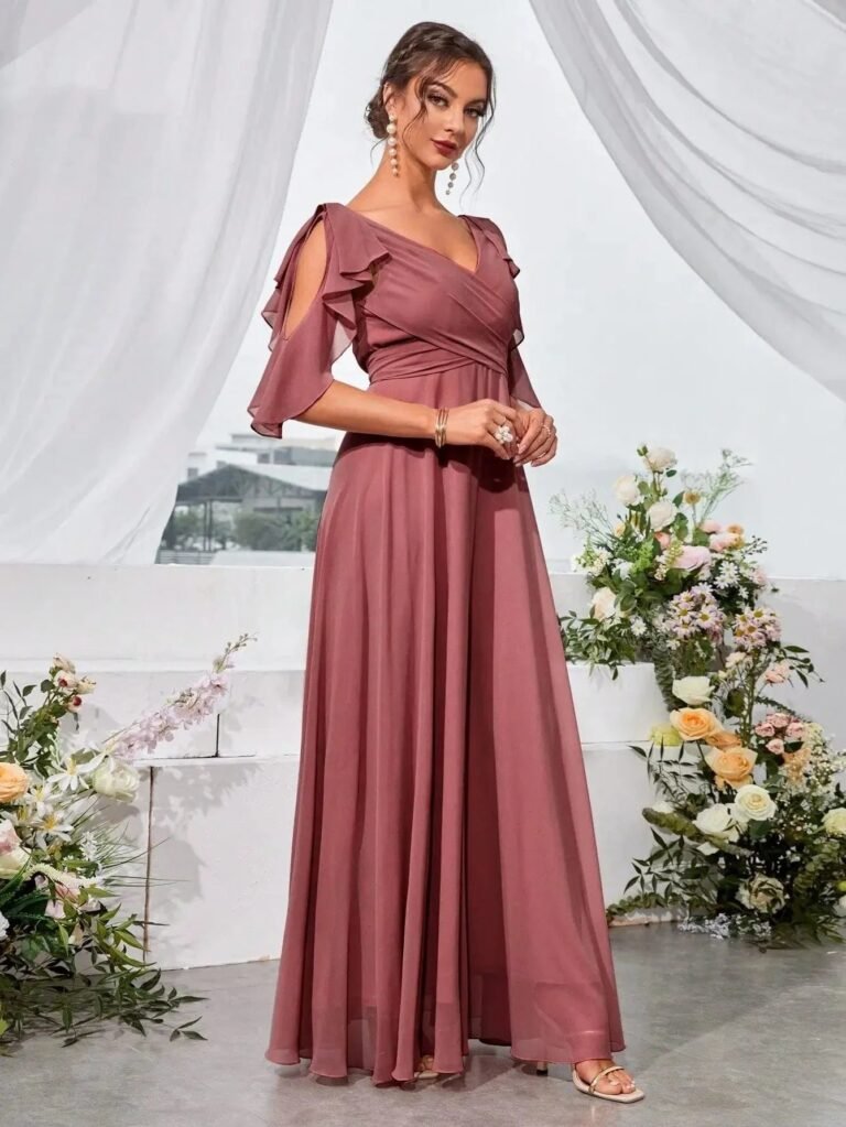 Robe Demoiselle Dhonneur Col En V 8