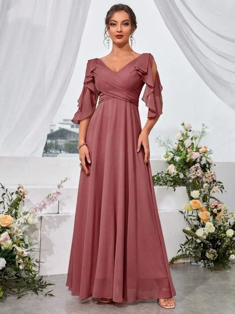 Robe Demoiselle Dhonneur Col En V 9