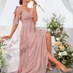 Robe Demoiselle Dhonneur Col En V Rose Poudre S