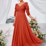 Robe Demoiselle Dhonneur Col En V Terracotta S