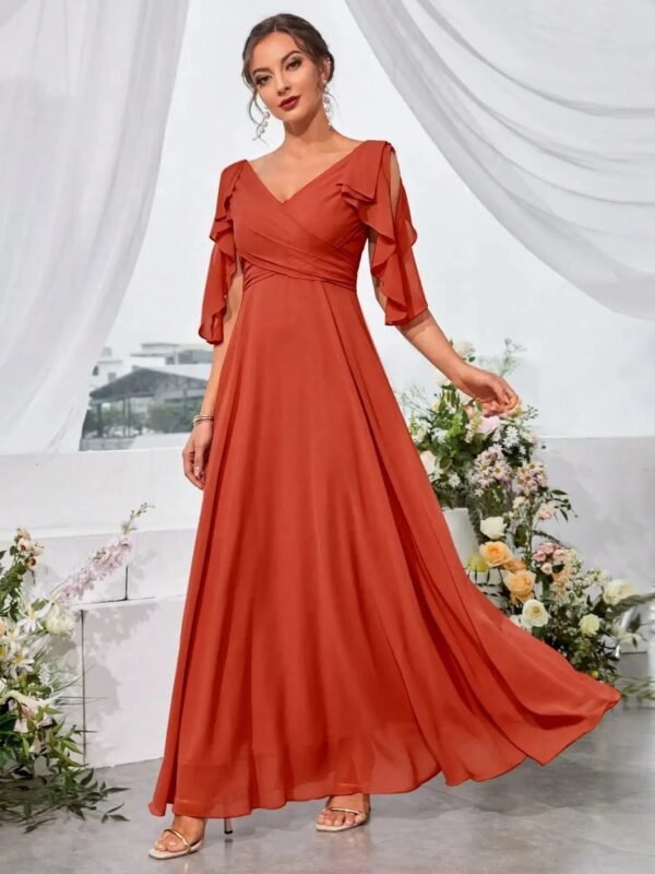 Robe Demoiselle Dhonneur Col En V Terracotta S