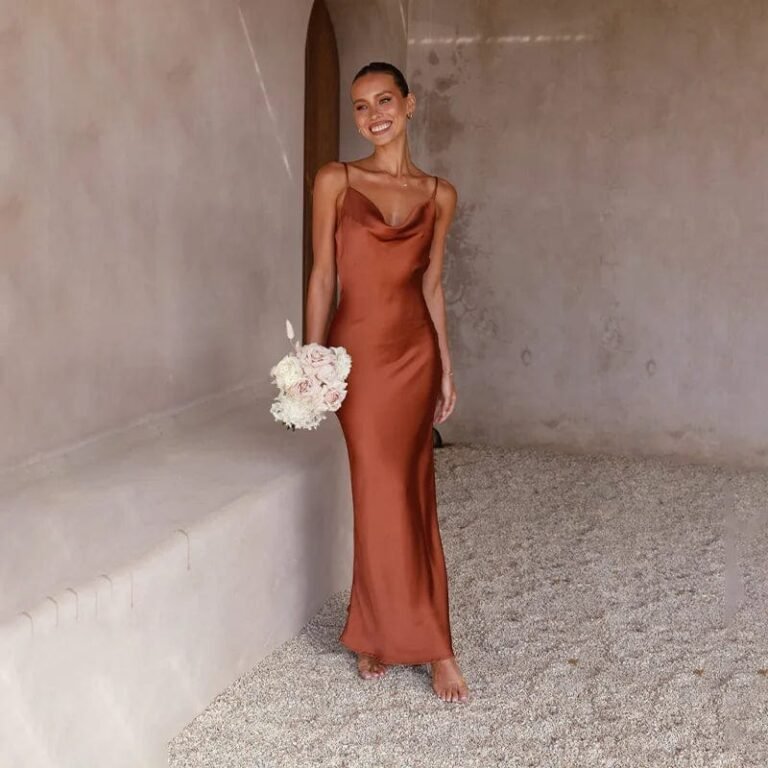 Robe Demoiselle Dhonneur En Satin Terracotta S