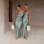 Robe Demoiselle Dhonneur En Satin Vert Sauge S