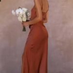 Robe Demoiselle Dhonneur Fendue Terracotta 2