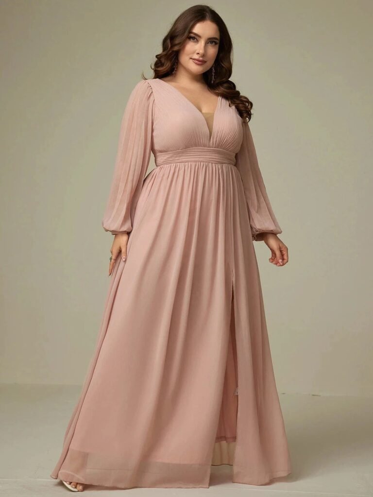 Robe Demoiselle Dhonneur Grande Taille Manches Longues 2