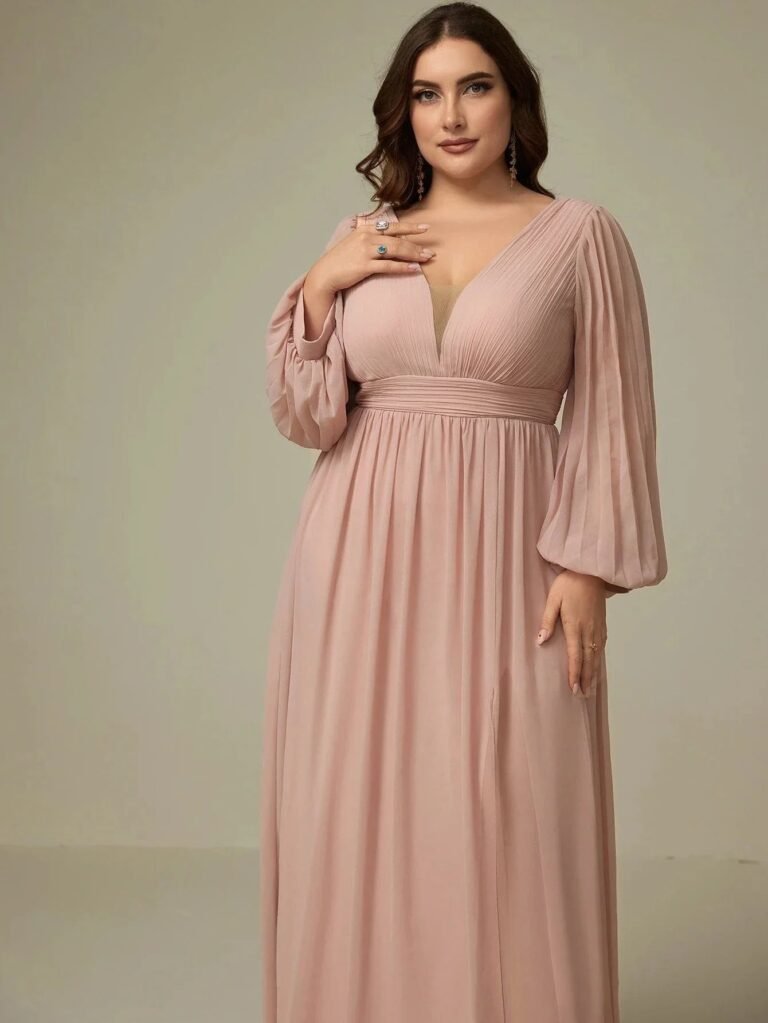 Robe Demoiselle Dhonneur Grande Taille Manches Longues 3